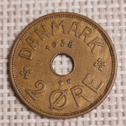 Denmark 2 Øre 1938 KM-827 VF
