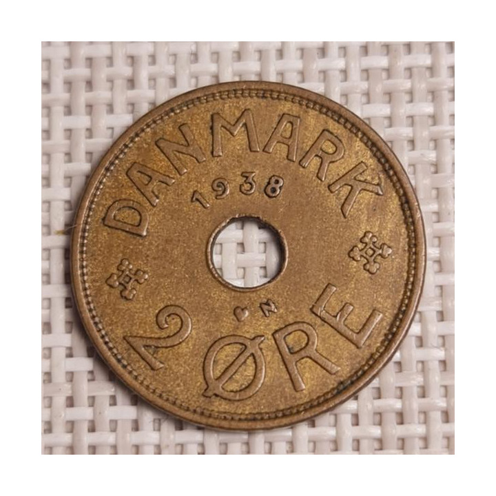Denmark 2 Øre 1938 KM-827 VF