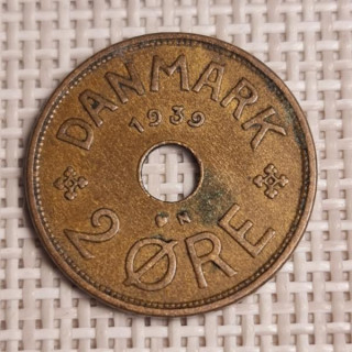 Denmark 2 Øre 1939 KM-827 VF