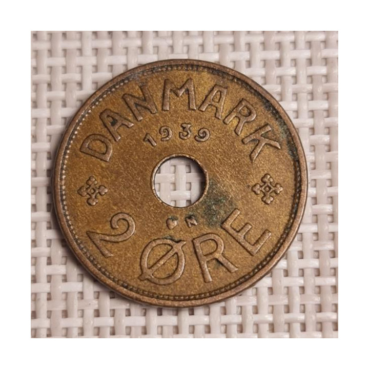 Denmark 2 Øre 1939 KM-827 VF
