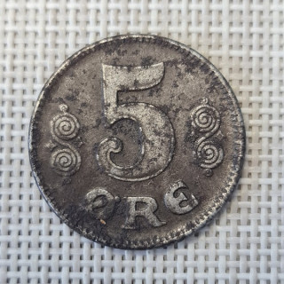 Denmark 5 Øre 1918 KM-814a VF