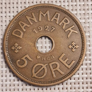 Denmark 5 Øre 1927 KM-828 VF