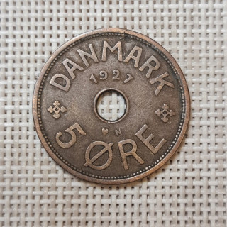 Denmark 5 Øre 1927 KM-828 VF