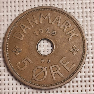 Denmark 5 Øre 1929 KM-828 VF