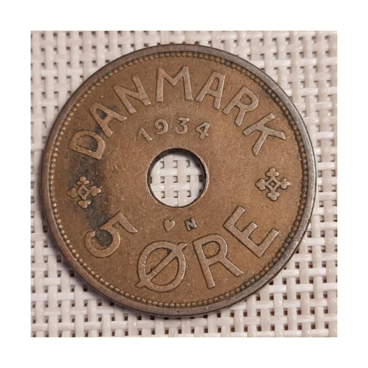 Denmark 5 Øre 1934 KM-828 VF