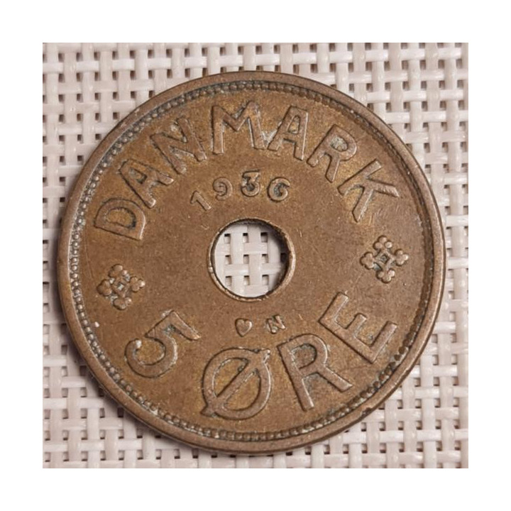Denmark 5 Øre 1936 KM-828 VF