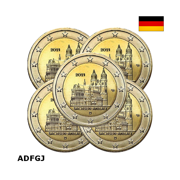 Germany 2 Euro 2021 ADFGJ "Saxony-Anhalt" UNC