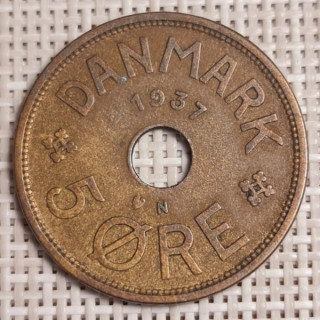 Denmark 5 Øre 1937 KM-828 VF