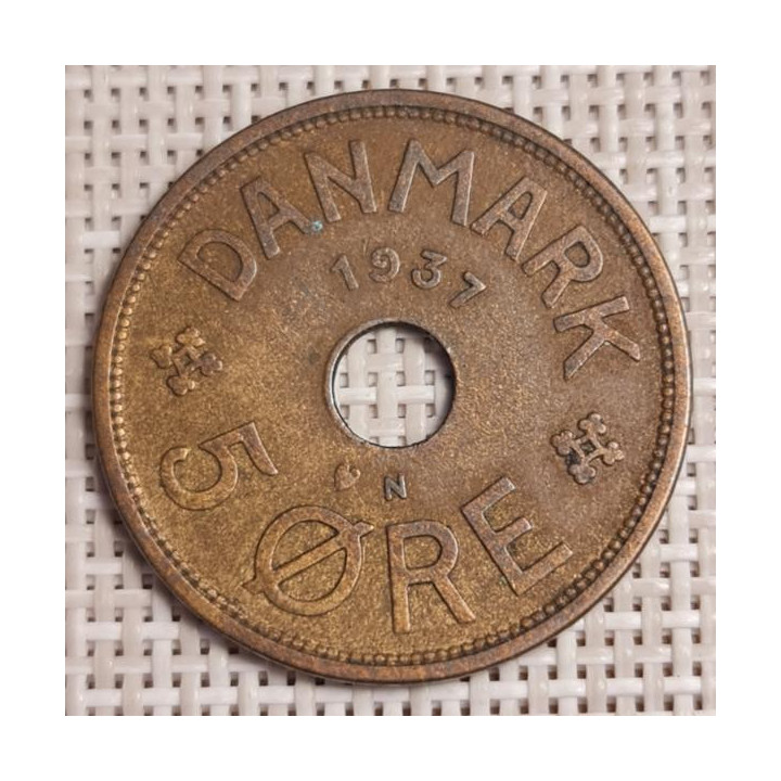 Denmark 5 Øre 1937 KM-828 VF