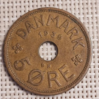Denmark 5 Øre 1939 KM-828 VF