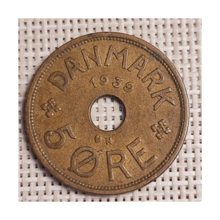 Denmark 5 Øre 1939 KM-828 VF