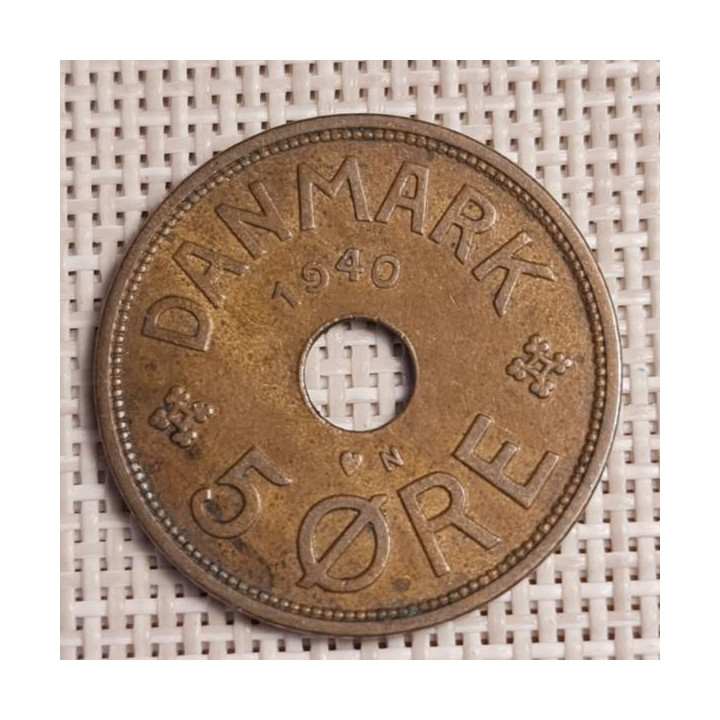 Denmark 5 Øre 1940 KM-828 VF