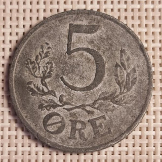 Denmark 5 Øre 1944 KM-834a VF