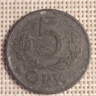 Denmark 5 Øre 1945 KM-834a VF