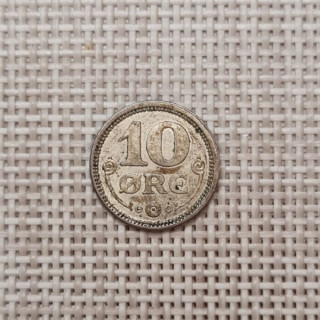 Denmark 10 Øre 1916 KM-818 VF