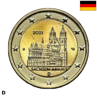 Germany 2 Euro 2021 D "Saxony-Anhalt" UNC