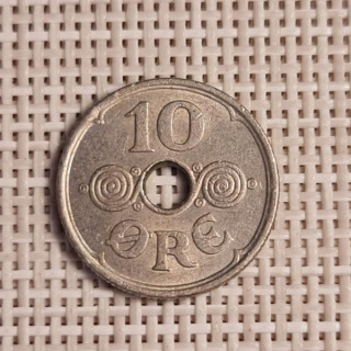 Denmark 10 Øre 1934 KM-822 VF