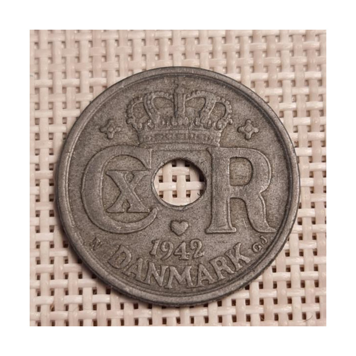 Denmark 25 Øre 1942 KM-823a VF