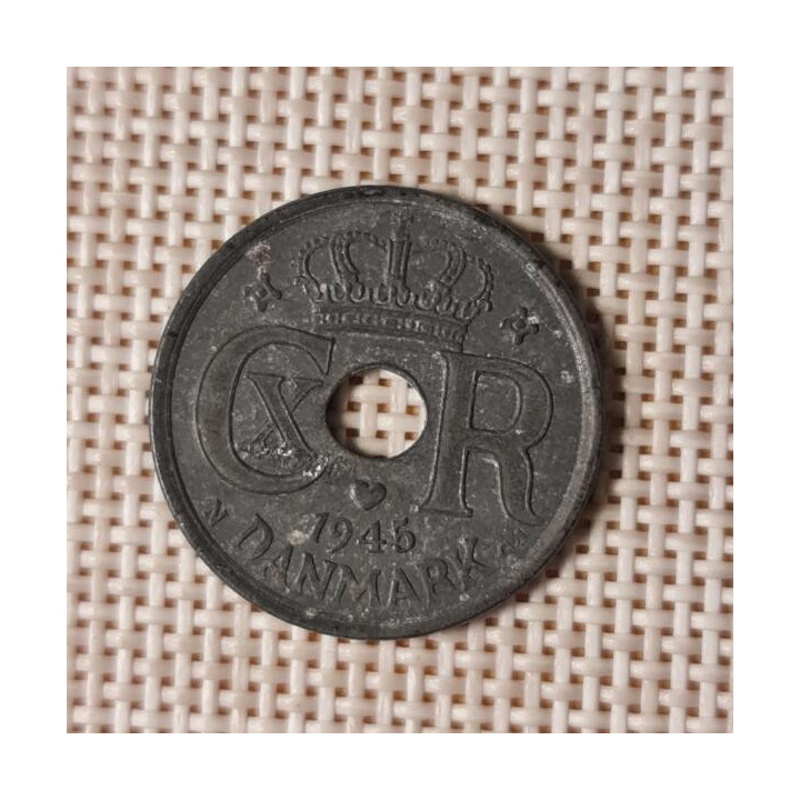 Denmark 25 Øre 1945 KM-823a VF