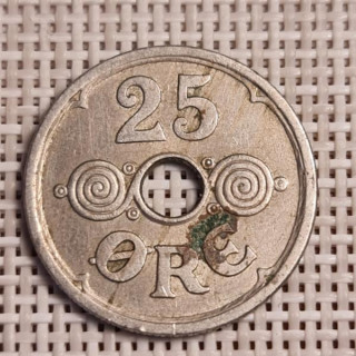Denmark 25 Øre 1947 KM-823 VF