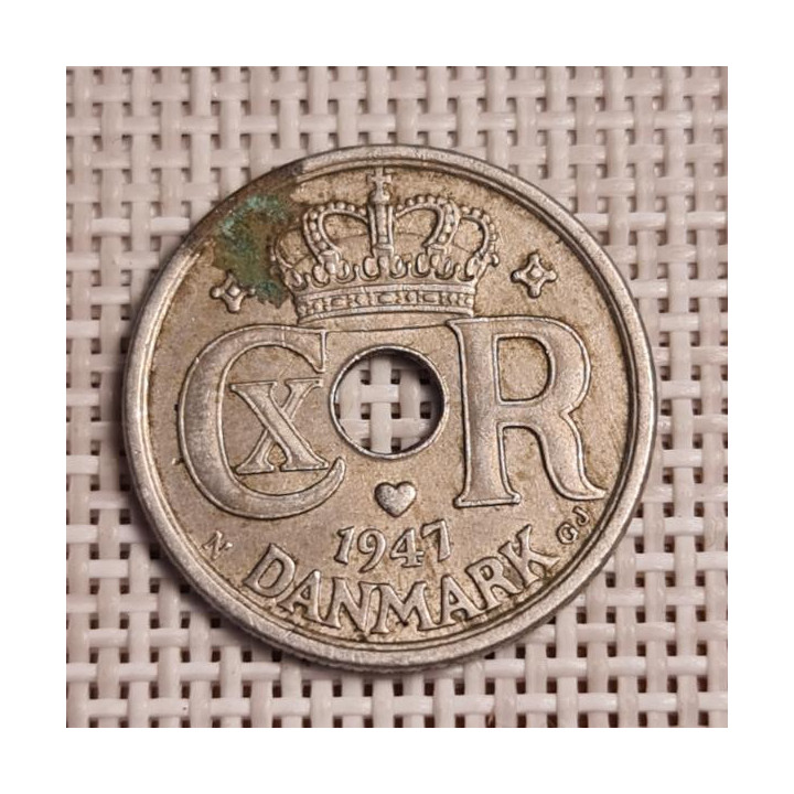 Denmark 25 Øre 1947 KM-823 VF