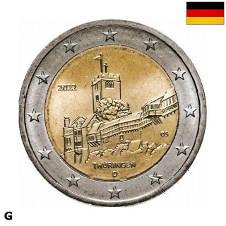 Germany 2 Euro 2022 G "Thüringen" UNC