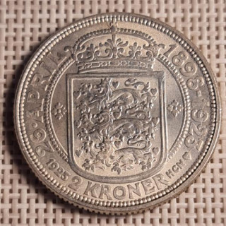 Denmark 2 Kroner 1923 "Wedding" KM-821 XF