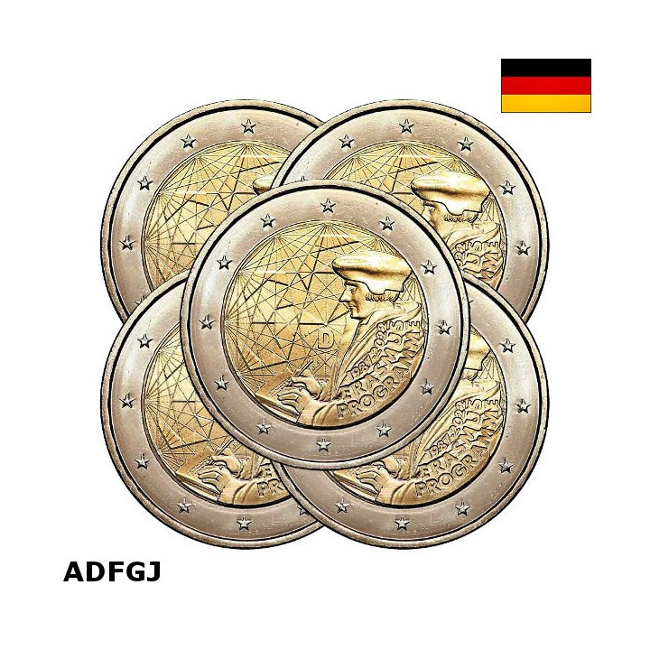 Germany 2 Euro 2022 ADFGJ "Erasmus (ERA)" UNC