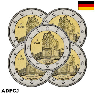 Germany 2 Euro 2023 ADFGJ "Hamburg" UNC