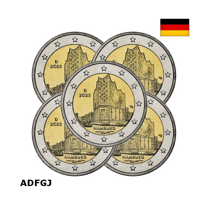 Germany 2 Euro 2023 ADFGJ "Hamburg" UNC