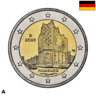 Germany 2 Euro 2023 A "Hamburg" UNC