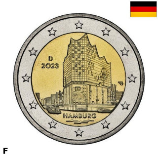 Germany 2 Euro 2023 F "Hamburg" UNC