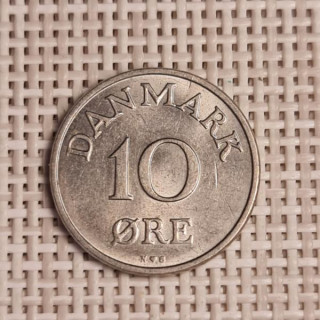 Denmark 10 Øre 1954 KM-841 VF