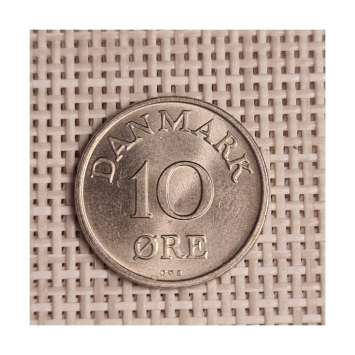 Denmark 10 Øre 1957 KM-841 VF