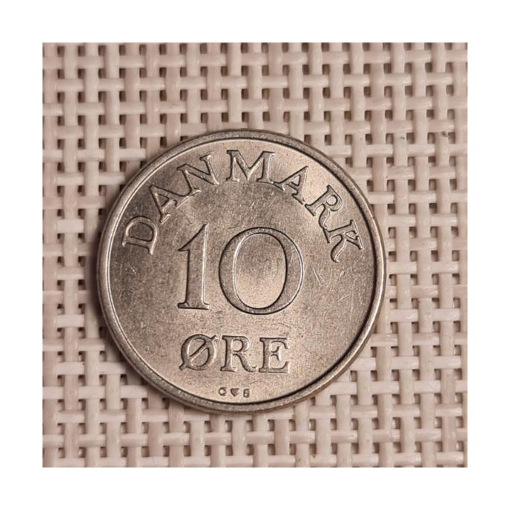 Denmark 10 Øre 1958 KM-841 VF