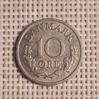 Denmark 10 Øre 1966 KM-849 VF