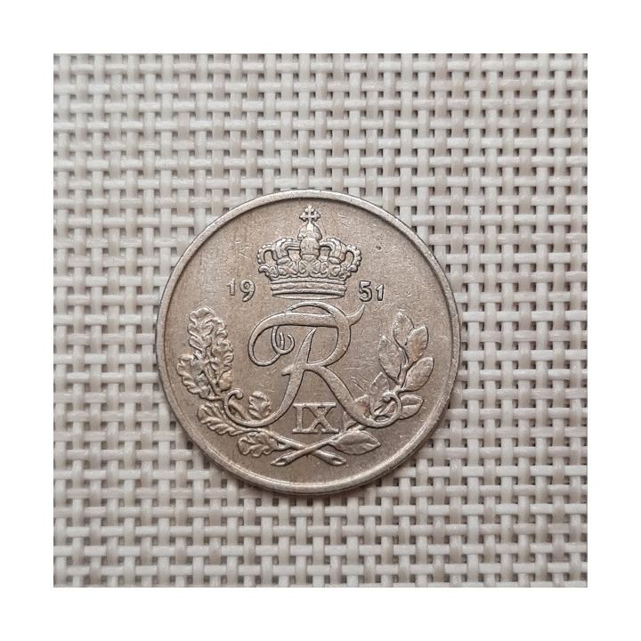 Denmark 25 Øre 1951 KM-842 VF