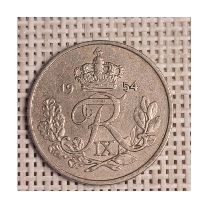 Denmark 25 Øre 1954 KM-842 VF