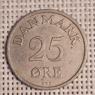 Denmark 25 Øre 1954 KM-842 VF