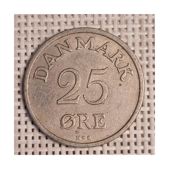 Denmark 25 Øre 1954 KM-842 VF