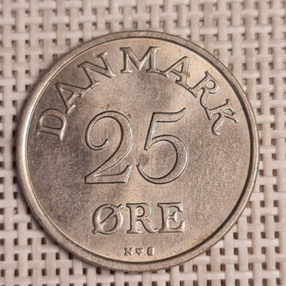 Denmark 25 Øre 1954 KM-842 VF