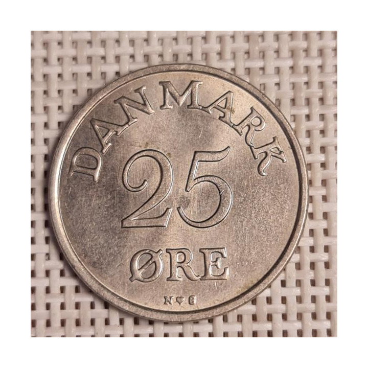 Denmark 25 Øre 1954 KM-842 VF