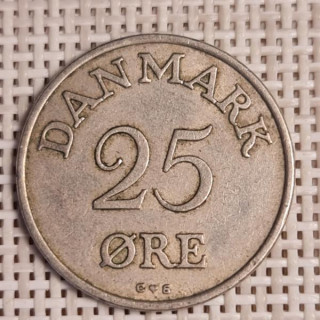 Denmark 25 Øre 1956 KM-842 VF