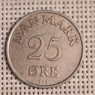 Denmark 25 Øre 1957 KM-842 VF