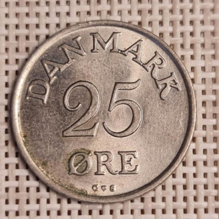 Denmark 25 Øre 1958 KM-842 VF