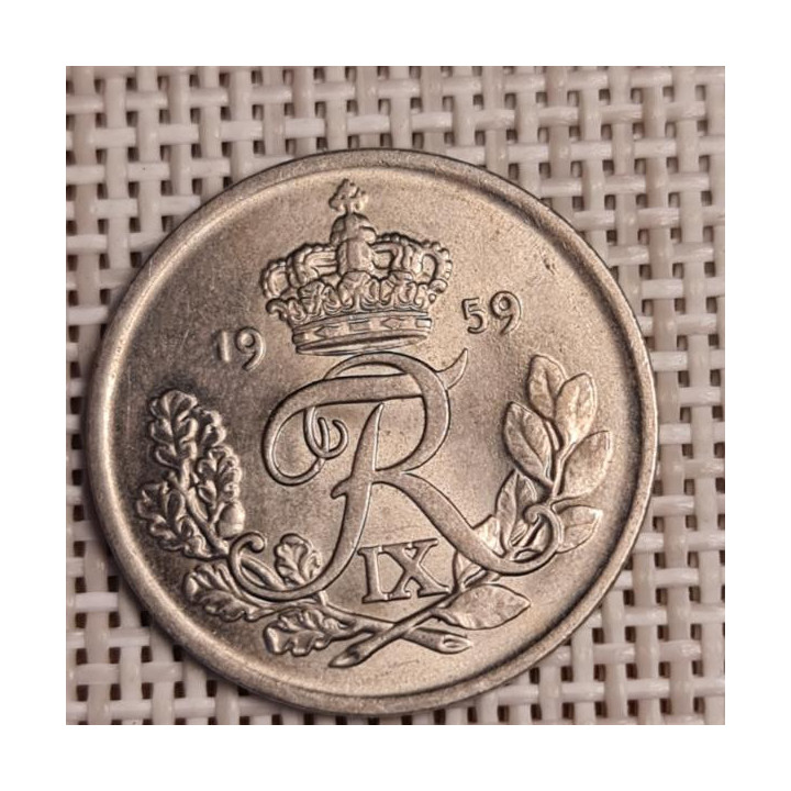 Denmark 25 Øre 1959 KM-842 VF
