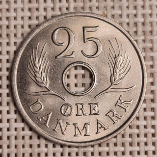Denmark 25 Øre 1966 KM-855 VF