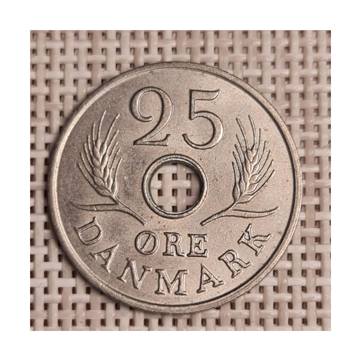 Denmark 25 Øre 1967 KM-855 VF