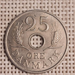 Denmark 25 Øre 1971 KM-855 VF