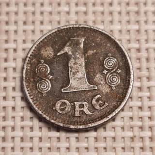Denmark 1 Øre 1918 KM-812a VF
